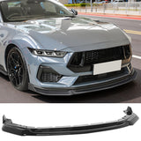 2024-2026 Ford Mustang IKON Style Front Bumper Lip Gloss Black ABS 3PC