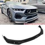 2024-2026 Ford Mustang Front Bumper Lip 3PC Gloss Black ABS Spoiler