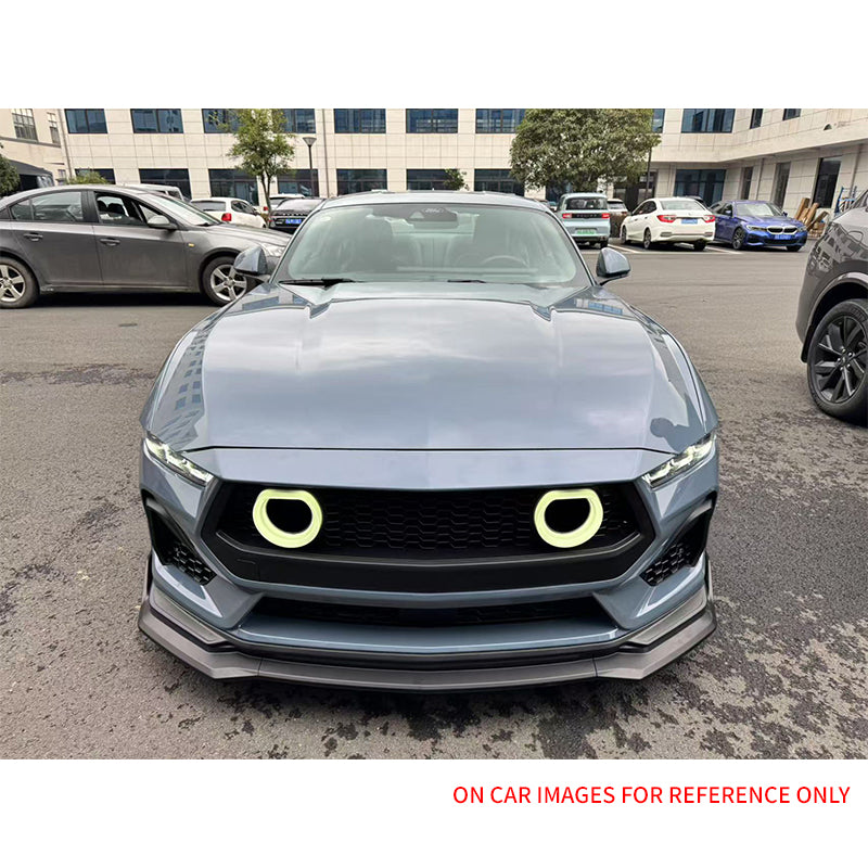 2024-2026 Ford Mustang Front Bumper Lip 3PC Gloss Black ABS Spoiler