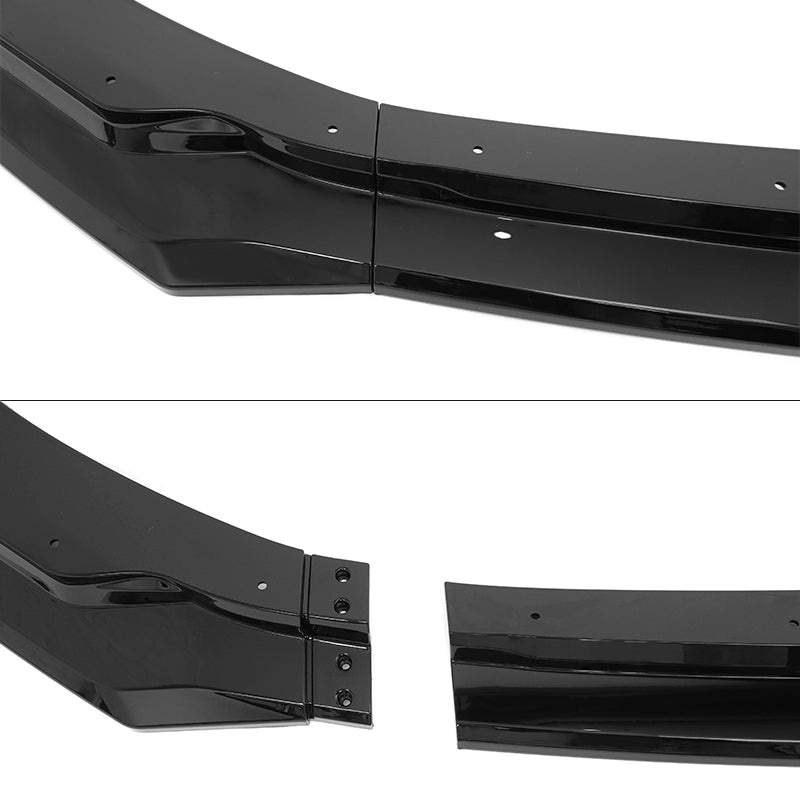 2024-2026 Ford Mustang Front Bumper Lip 3PC Gloss Black ABS Spoiler