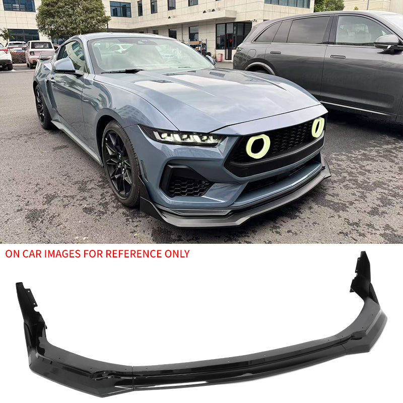 2024-2026 Ford Mustang Front Bumper Lip 5PC Gloss Black ABS Spoiler
