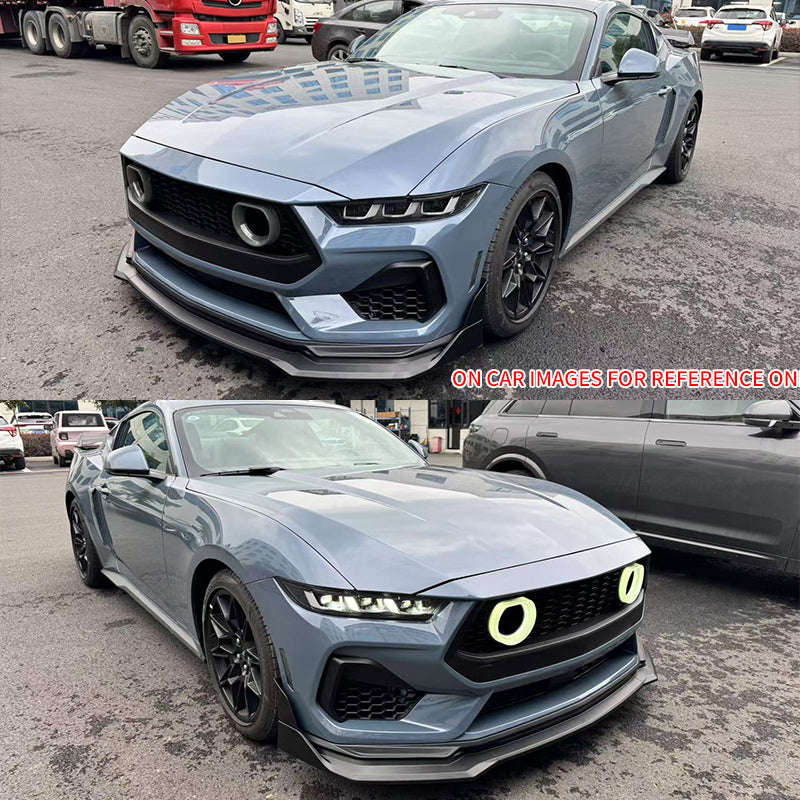 2024-2026 Ford Mustang Front Bumper Lip 5PC Gloss Black ABS Spoiler