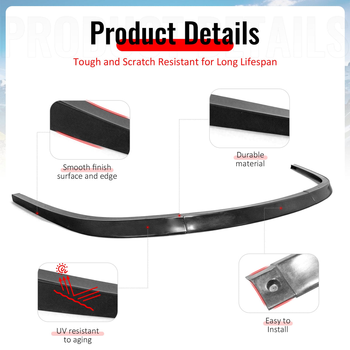 1999-2004 Ford Mustang OE Style Front Bumper Lip 3PCS Unpainted PU