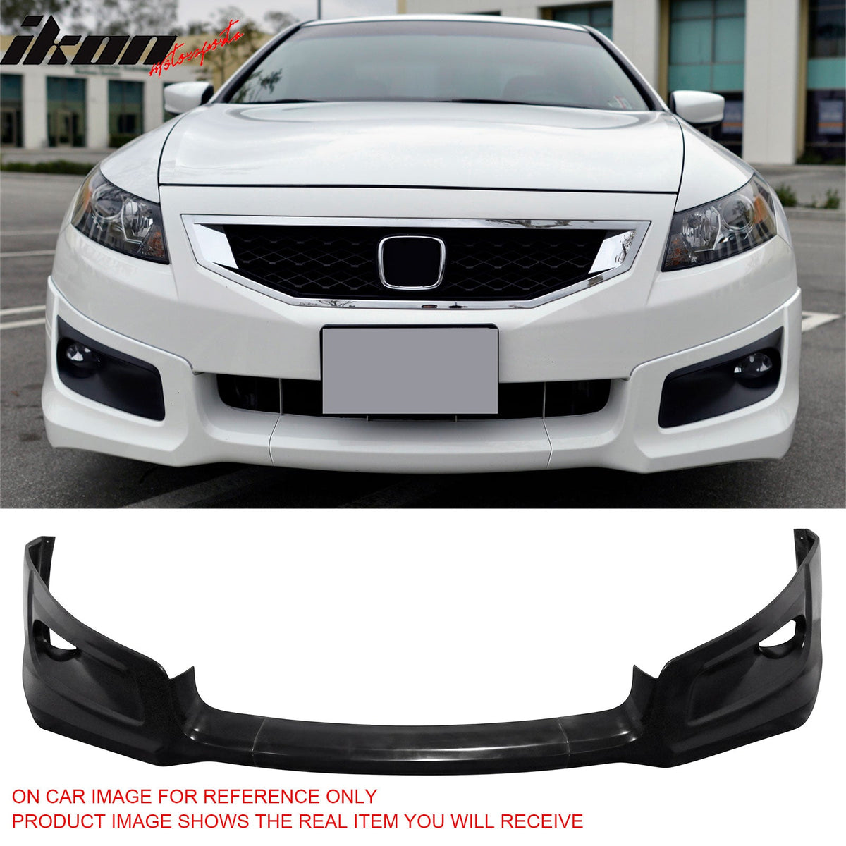 2008-2012 Honda Accord 2-Door HF-P Style Unpainted Black Front Bumper Lip PU 3PCS