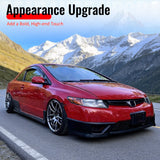 2006-2008 Honda Civic Coupe 2-Door 3PCS Front Lower Bumper Lip Air Dam Chin Spoiler Splitter Unpainted Black Polyurethane PU
