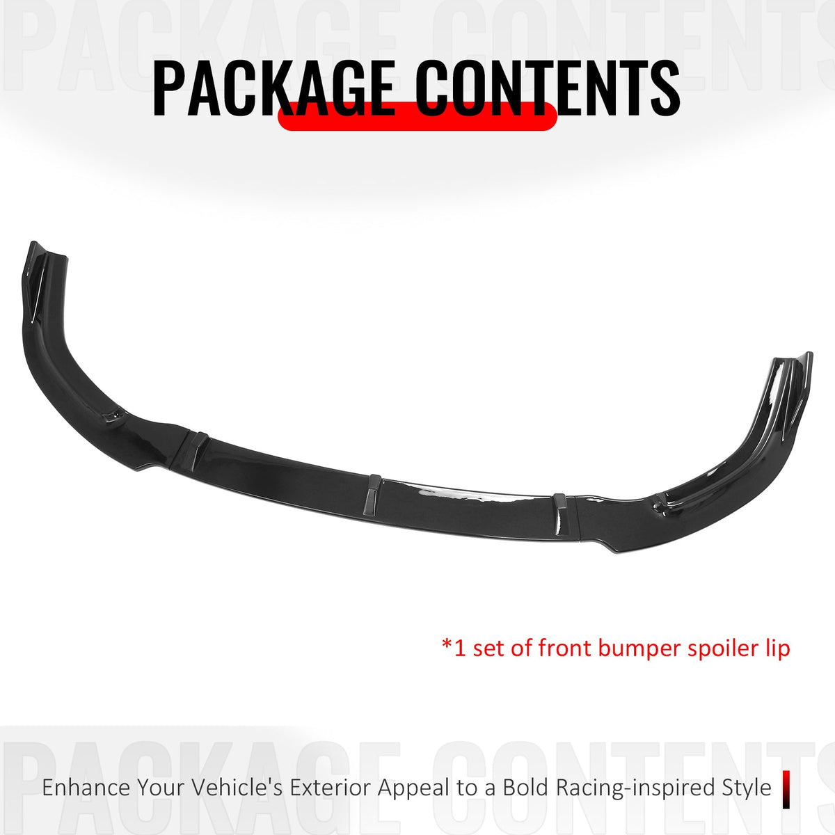 2006-2008 Honda Civic Sedan GT Style Front Bumper Lip Lower Spoiler 3PCS Gloss Black PP