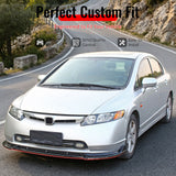 2006-2008 Honda Civic Sedan IKON Style Front Bumper Lip Spoiler Gloss Black PP 3PCS