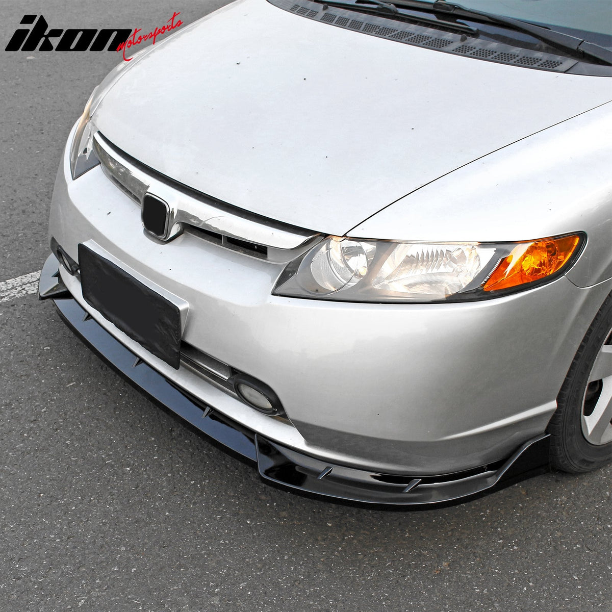 2006-2008 Honda Civic Sedan IKON Style Front Bumper Lip Spoiler Gloss Black PP 3PCS