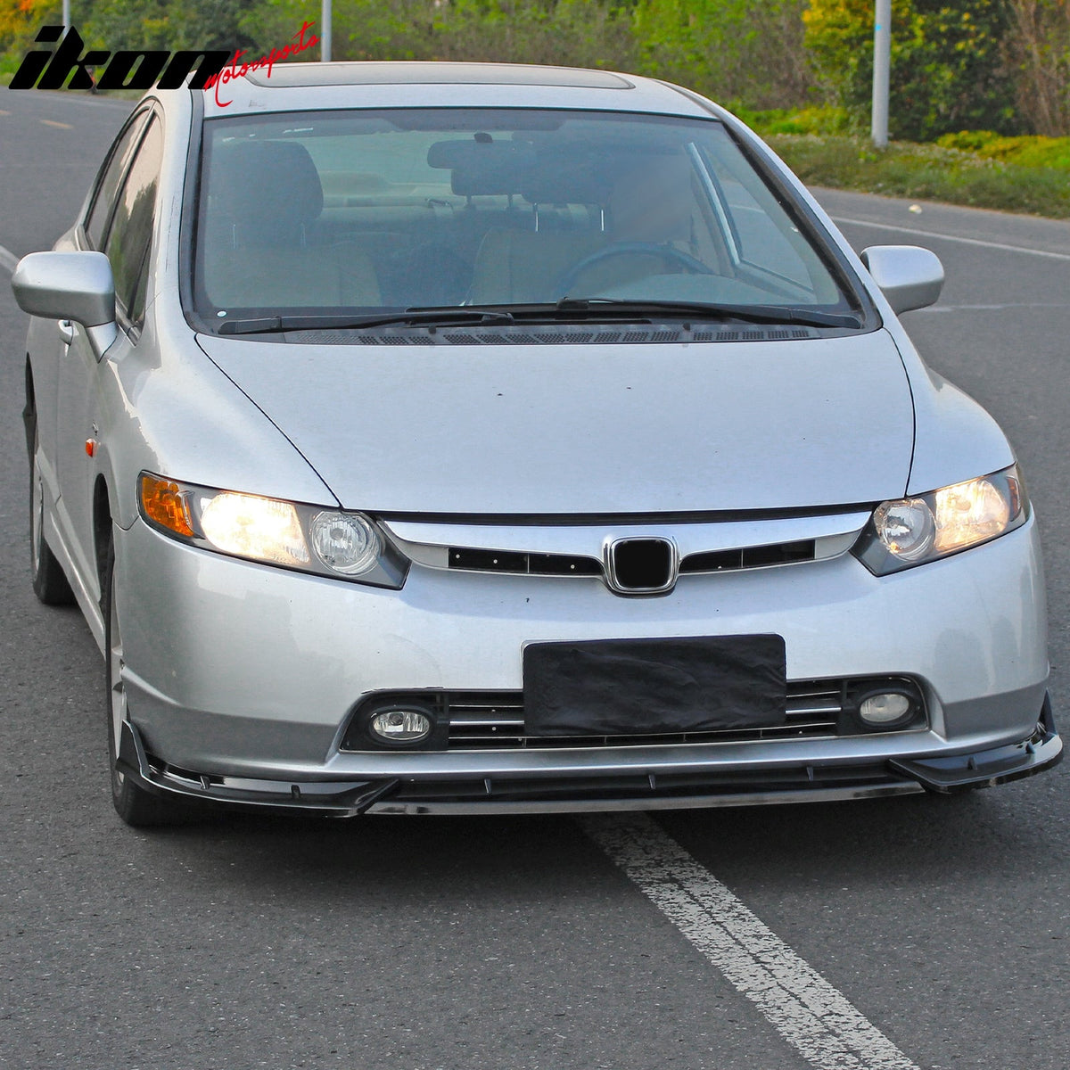2006-2008 Honda Civic Sedan IKON Style Front Bumper Lip Spoiler Gloss Black PP 3PCS