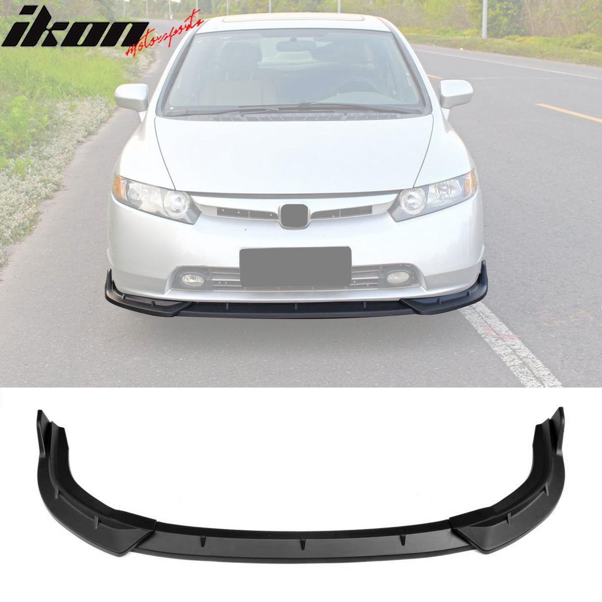 2006-2008 Honda Civic Sedan 4DR IKON Matte Black Front Lip Splitter PP