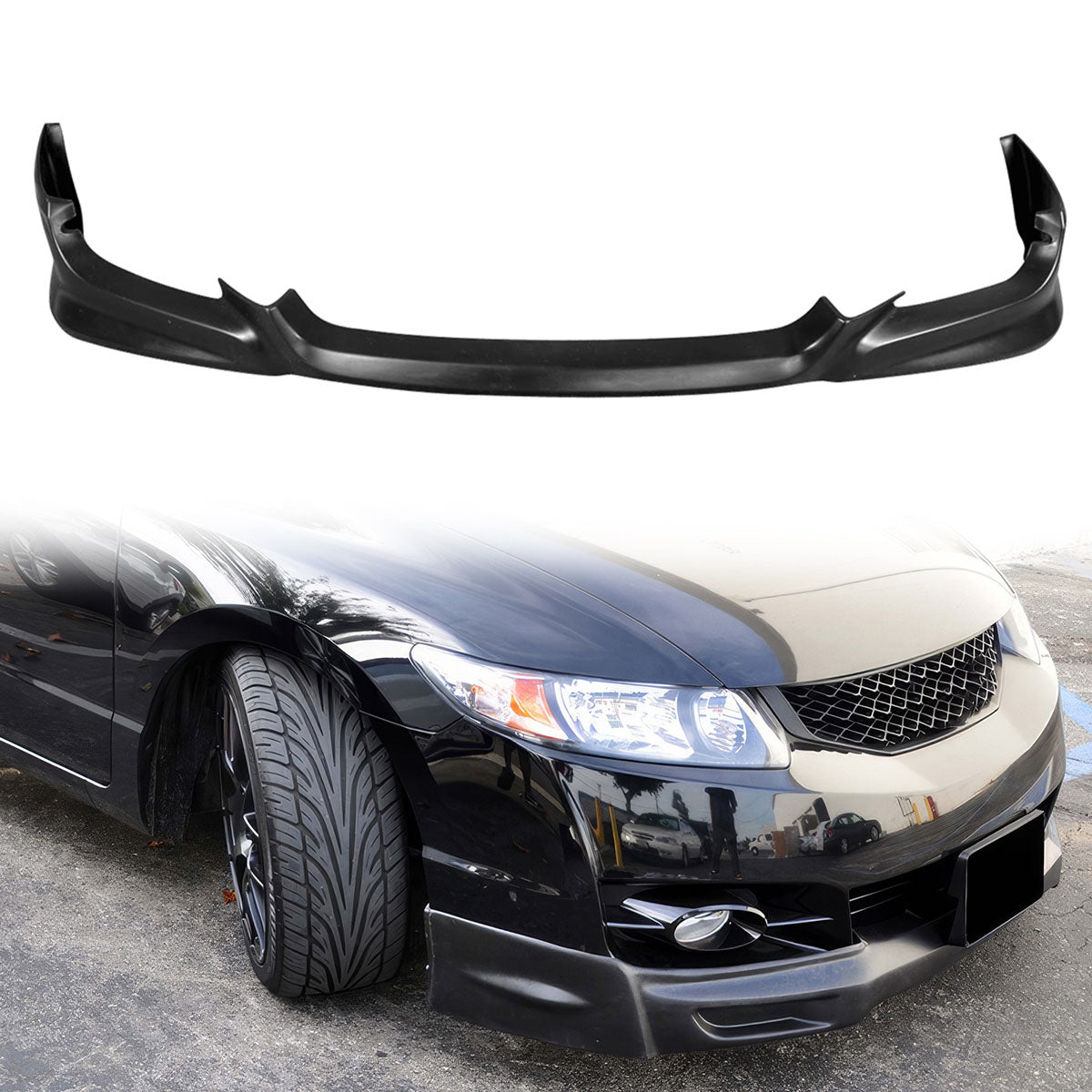 Front Bumper Lip Spoiler for Honda Civic 2-Door Coupe 2009-2011 Mugen PU