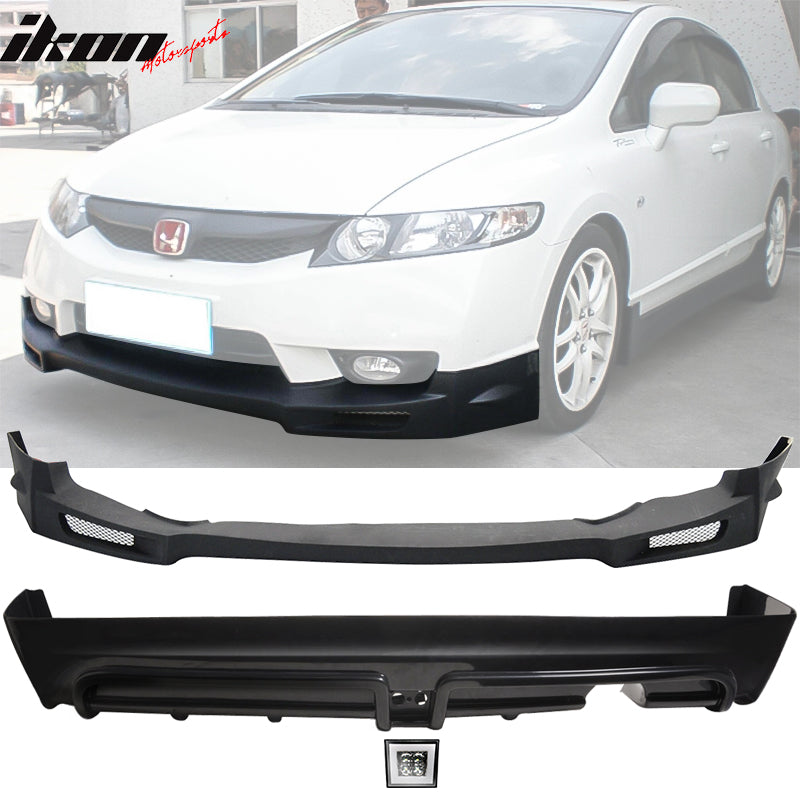 2009-2011 Honda Civic Mugen Front Rear Lip PU PP 3RD LED Brake Lamp