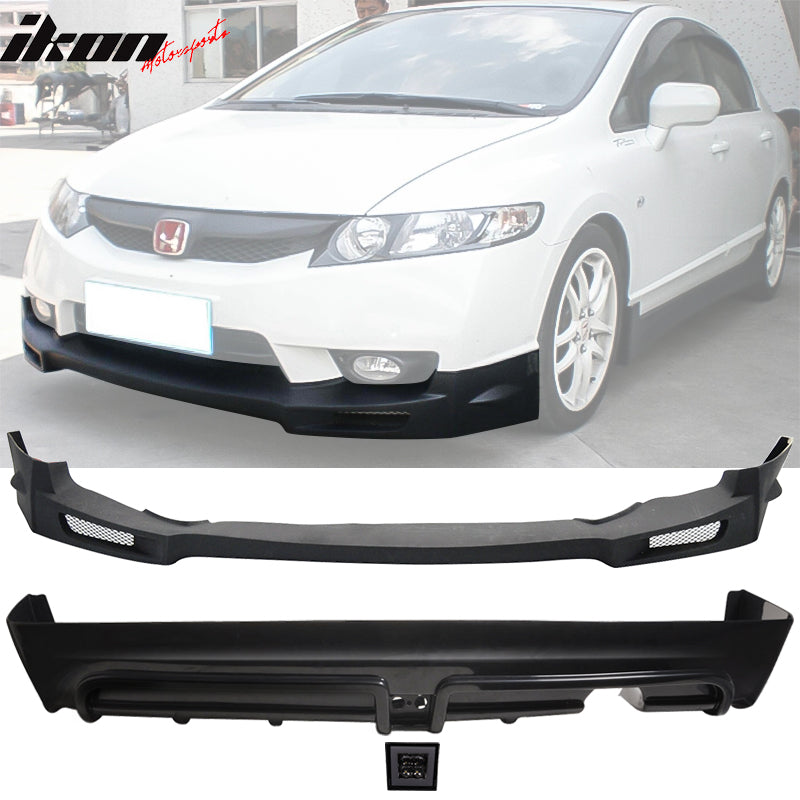 2009-2011 Honda Civic Mugen Front Rear Lip PU PP 3RD LED Brake Lamp