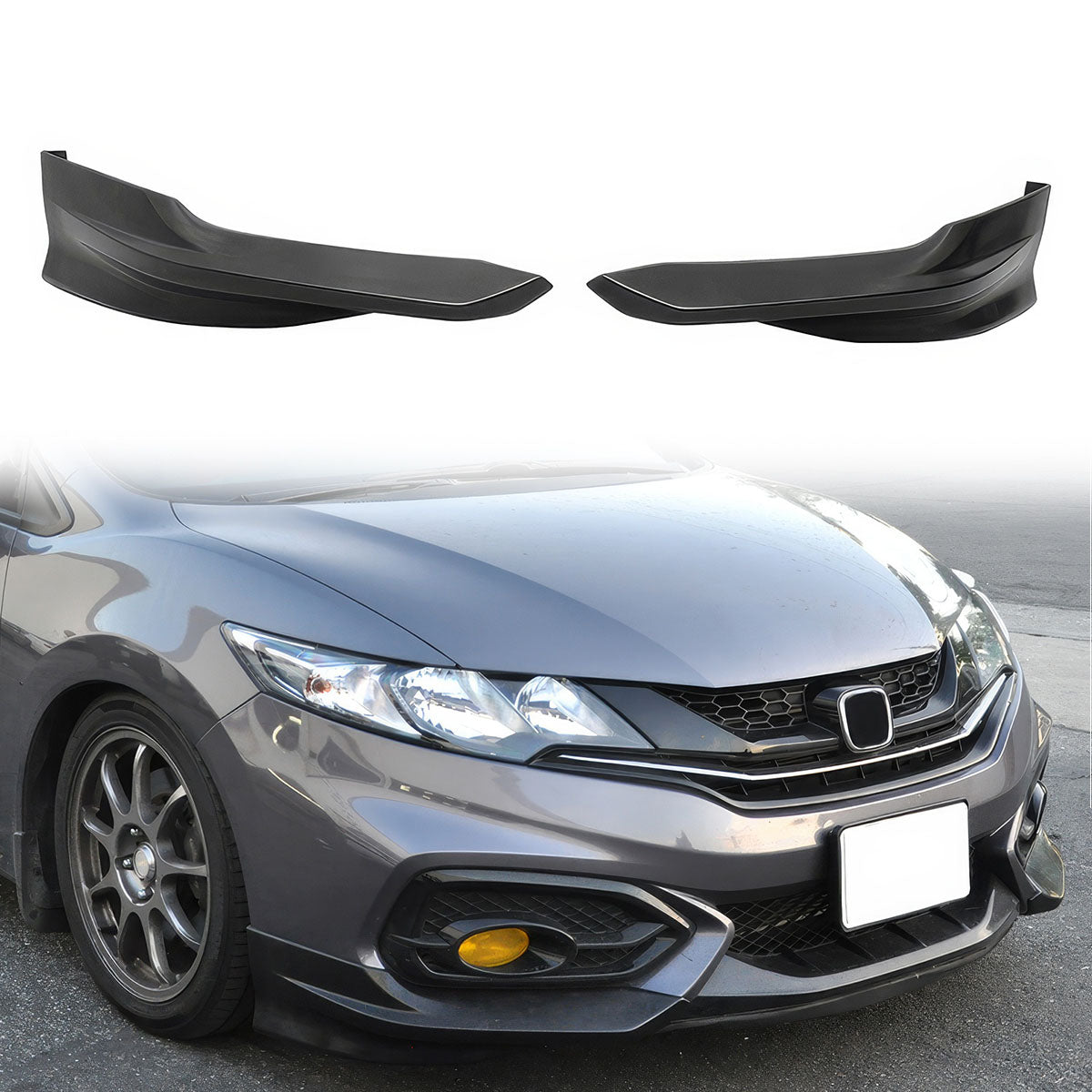 Front Bumper Lip for Honda Civic 2014-2015 HF-P Style Unpainted Black PU