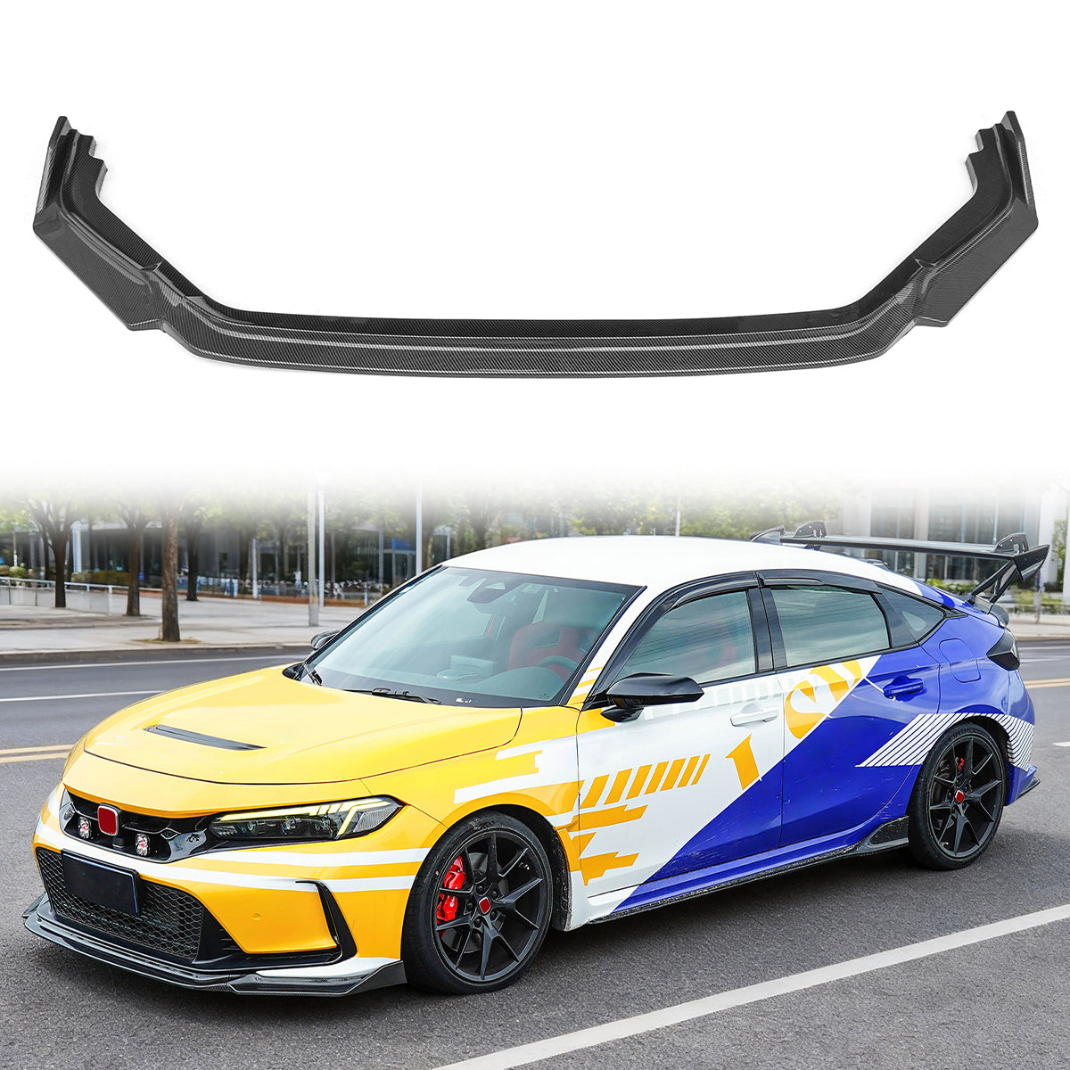 2023-2025 Honda Civic Type R Carbon Fiber Print Front Bumper Lip ABS