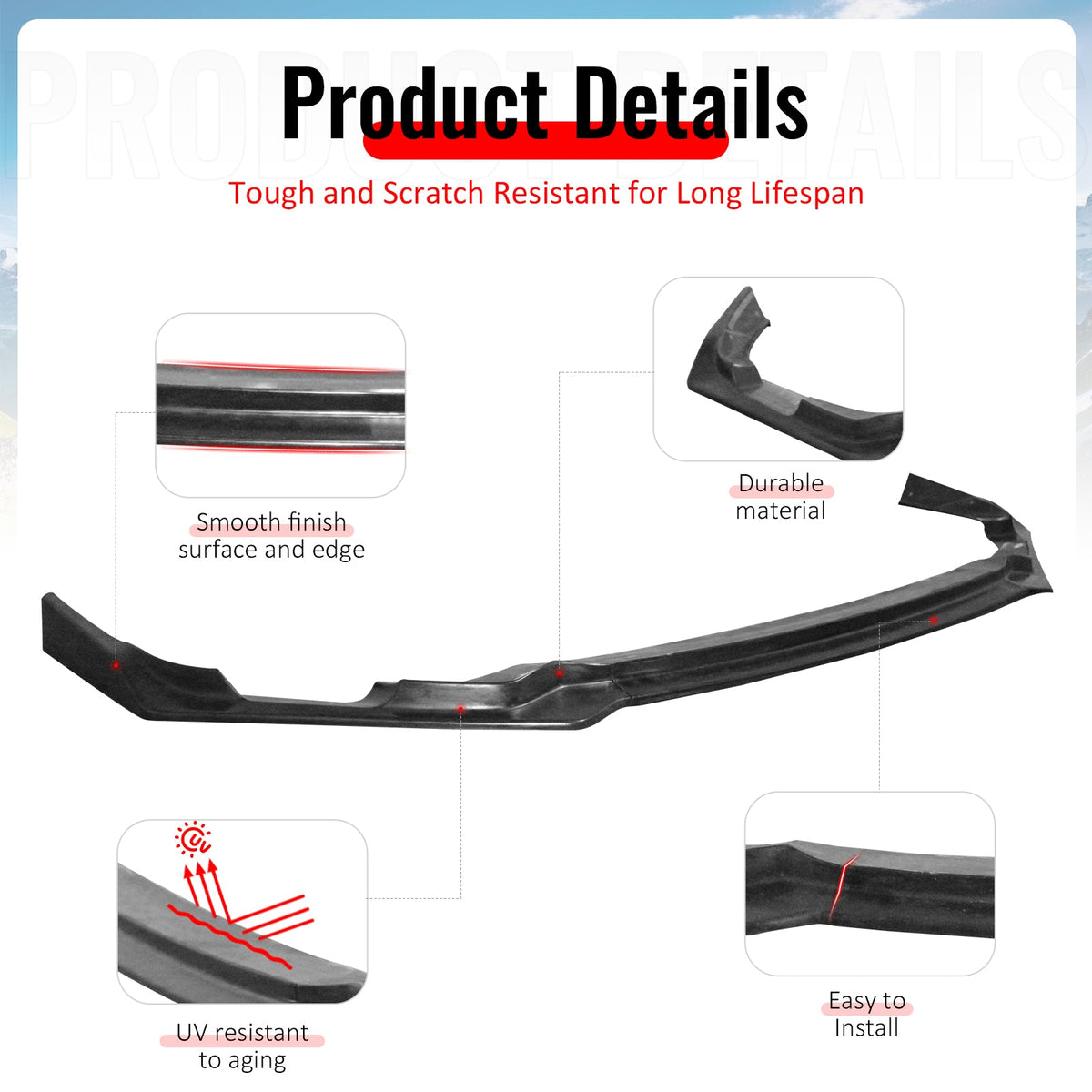 2025-2026 Honda Civic IKFM Style 3PCS Front Bumper Lip Chin Spoiler Unpainted PU