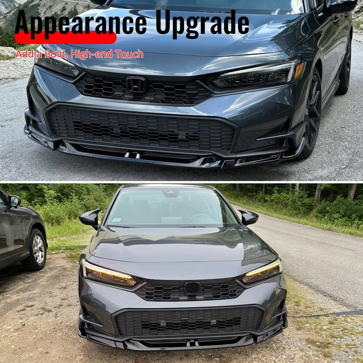 2025-2026 Honda Civic SWA Style Front Bumper Lip Spoiler Gloss Black ABS 5PCS
