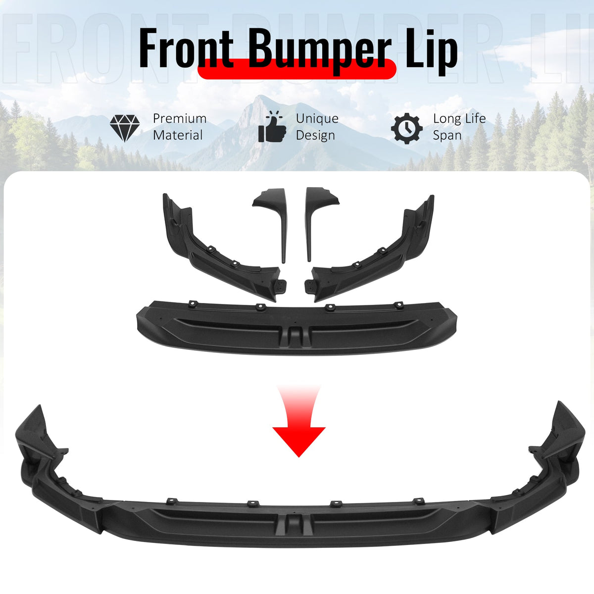 2025-2026 Honda Civic SWA Style Front Bumper Lip Spoiler Primer Black ABS 5PCS