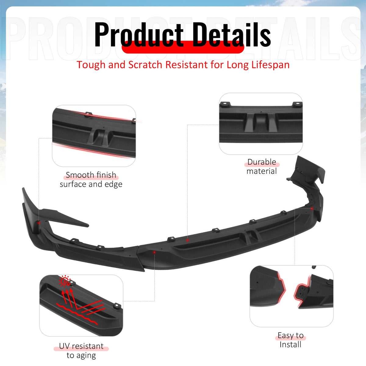 2025-2026 Honda Civic SWA Style Front Bumper Lip Spoiler Primer Black ABS 5PCS