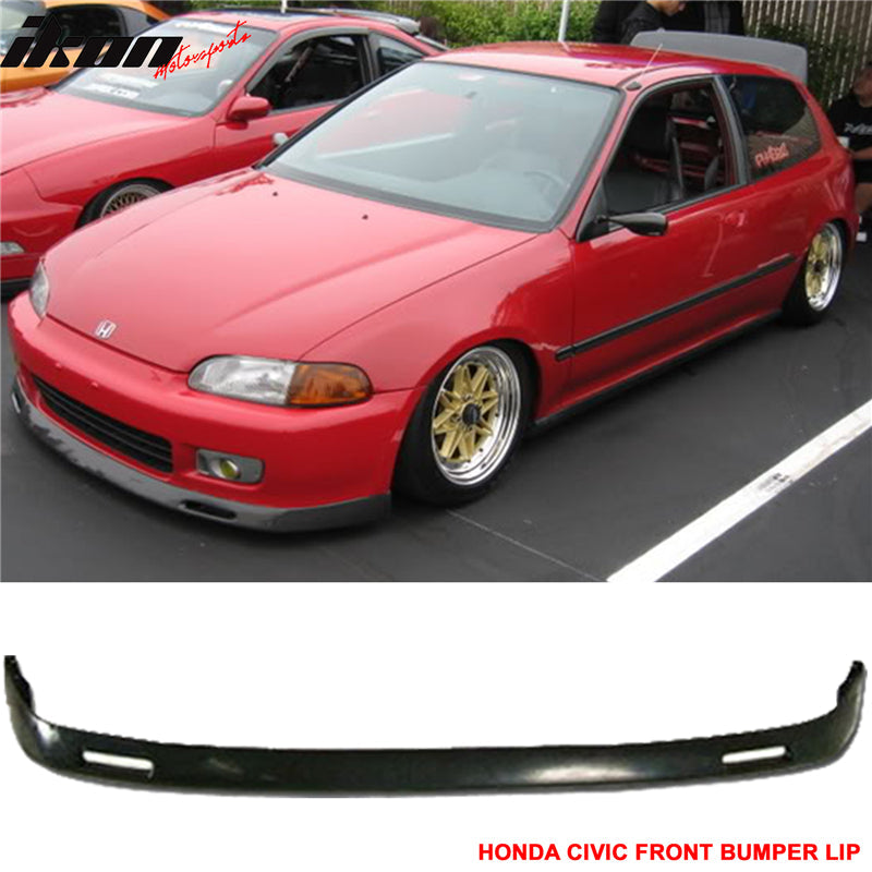 Fits 92-95 Civic 3Door BYS PU Front Bumper Lip Spoiler + Roof Spoiler