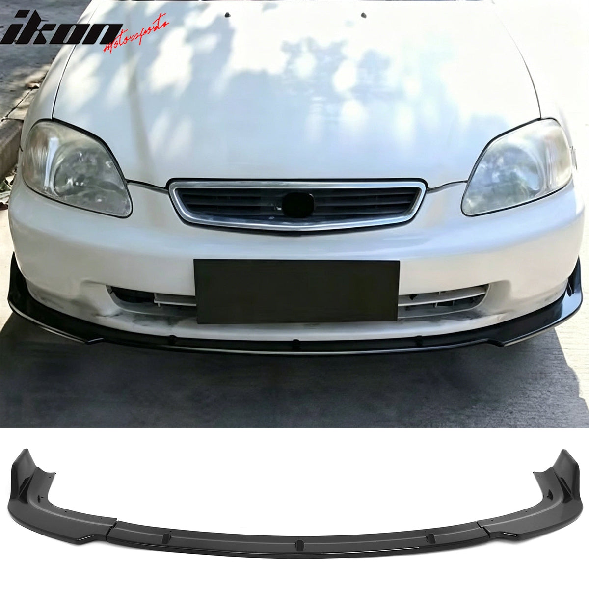 1996-1998 Honda Civic IKON Style Front Bumper Lip Lower Spoiler 3PCS Gloss Black PP