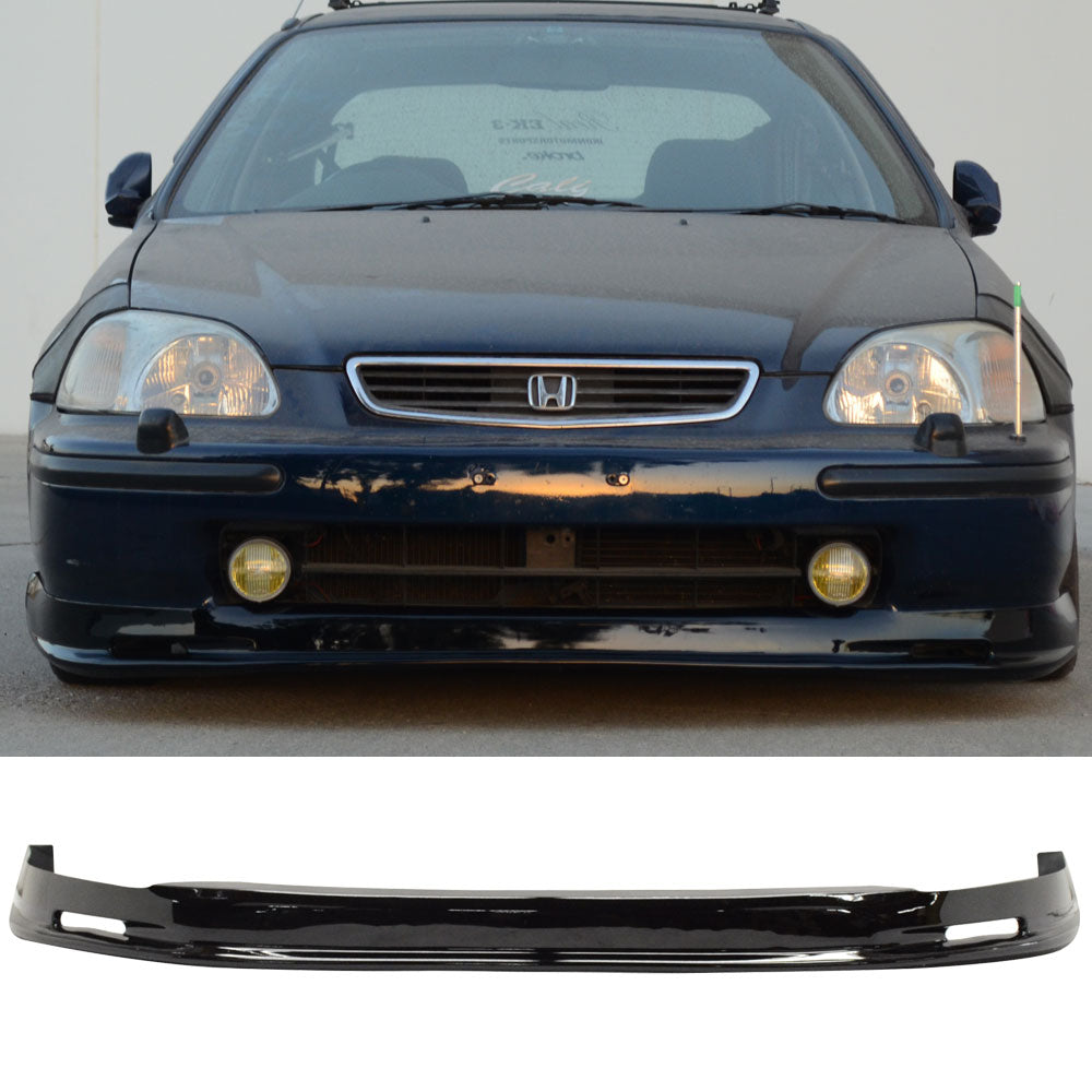 Front Bumper Lip for Honda Civic EK 1996-1998 Mugen Style Painted Black PU