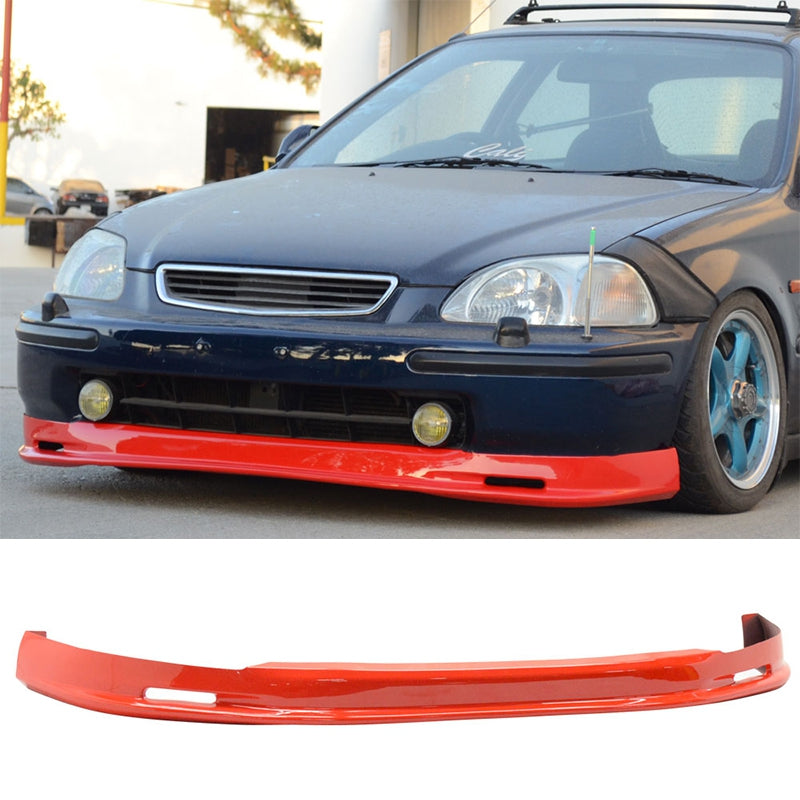 Front Bumper Lip for Honda Civic EK 1996-1998 Mugen Style Painted Red PU