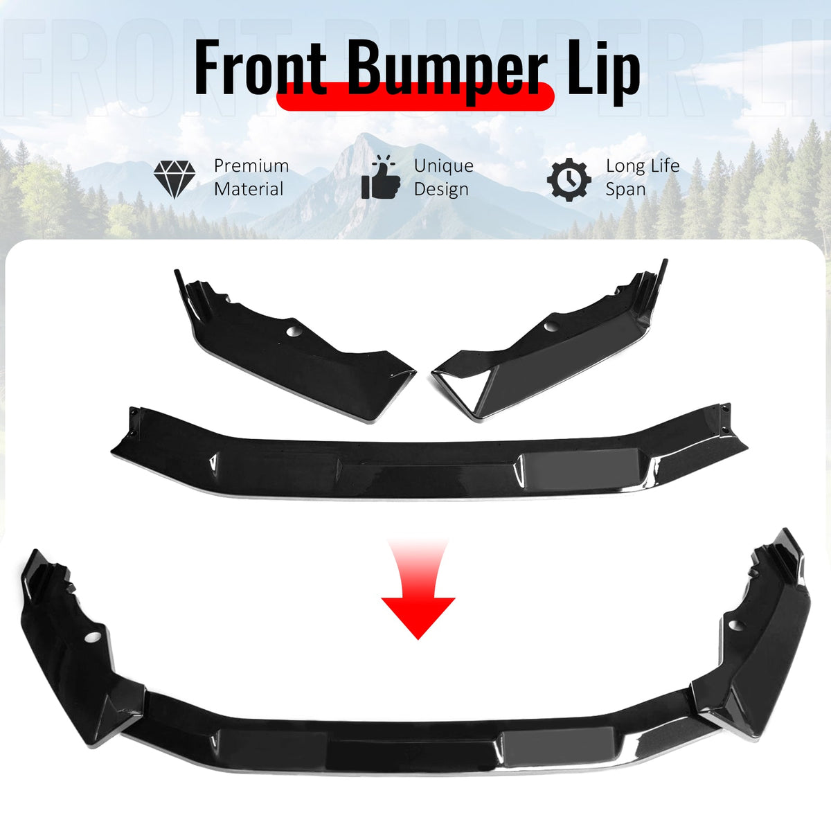 2020-2022 Honda CR-V All Models IKON Style Gloss Black Front Bumper Lip PP 3PCS