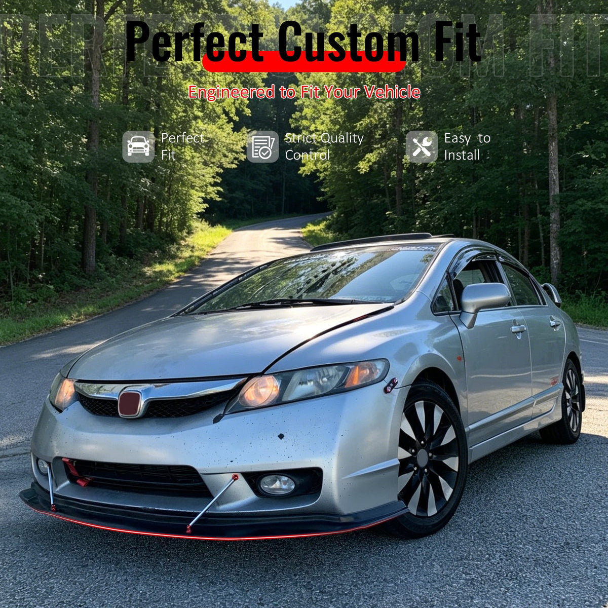 2009-2011 Honda Civic Sedan MDA Style Unpainted Front Bumper Lip PU