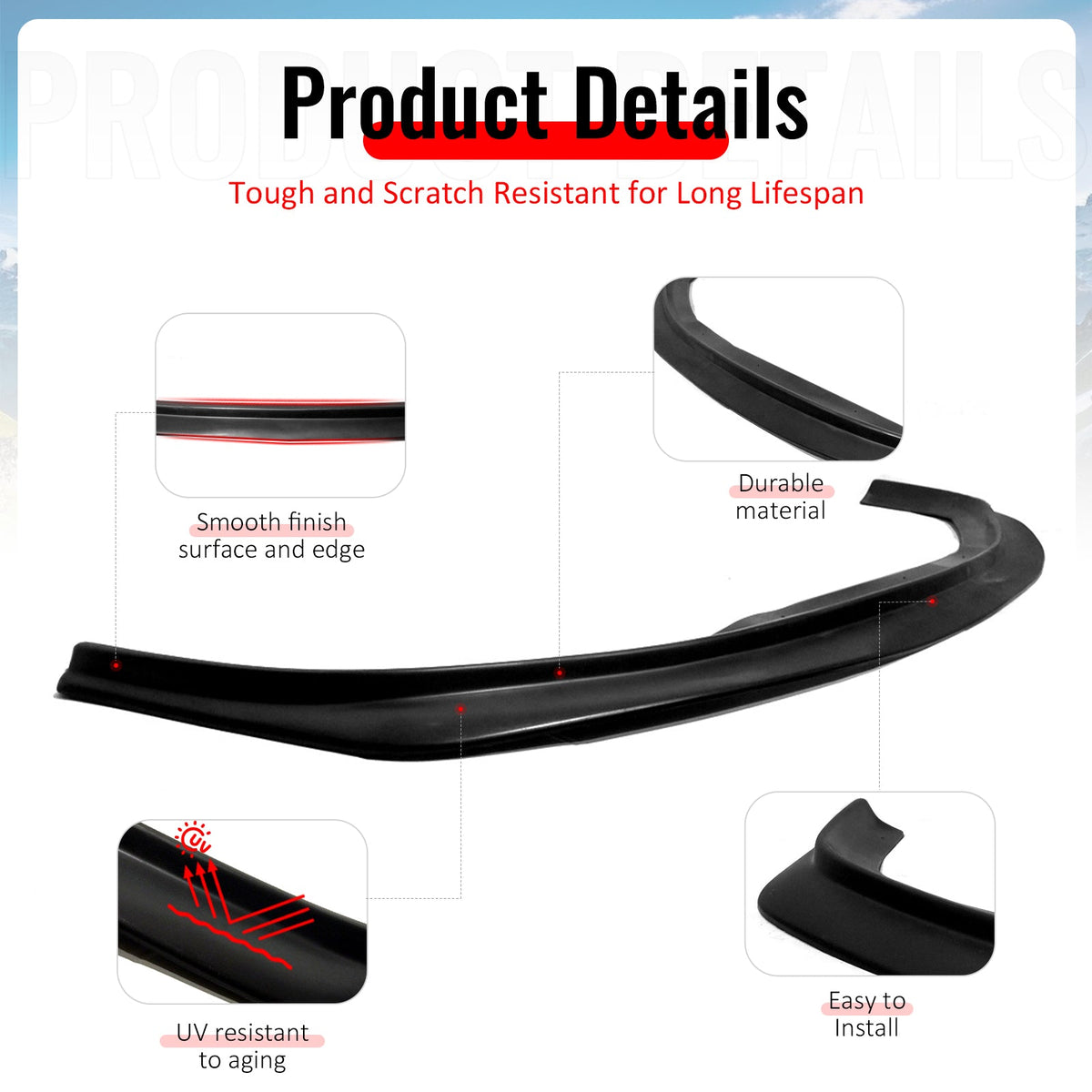 2009-2011 Honda Civic Sedan MDA Style Unpainted Front Bumper Lip PU