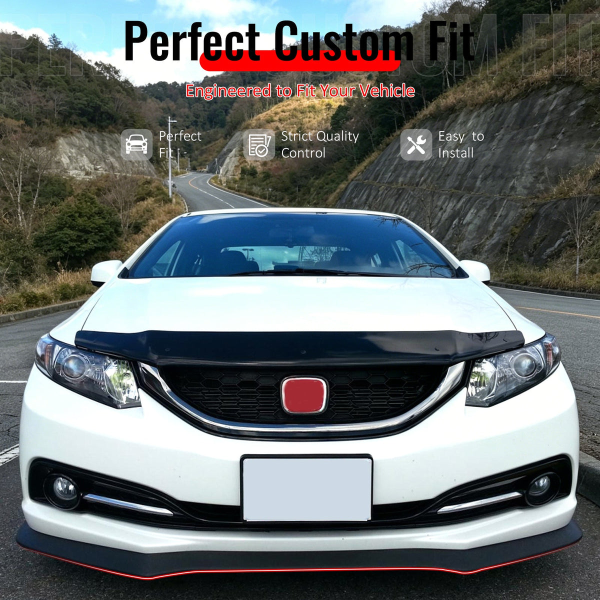 2013-2015 Honda Civic Sedan A-Spec Style Unpainted Front Bumper Lip PU