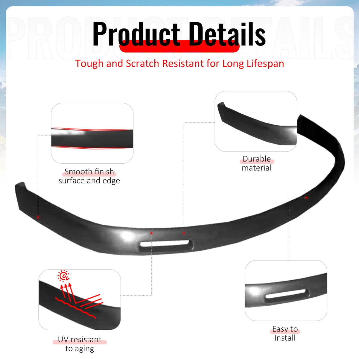 1992-1995 Honda Civic 2-Door BYS Style Unpainted Front Bumper Lip PU