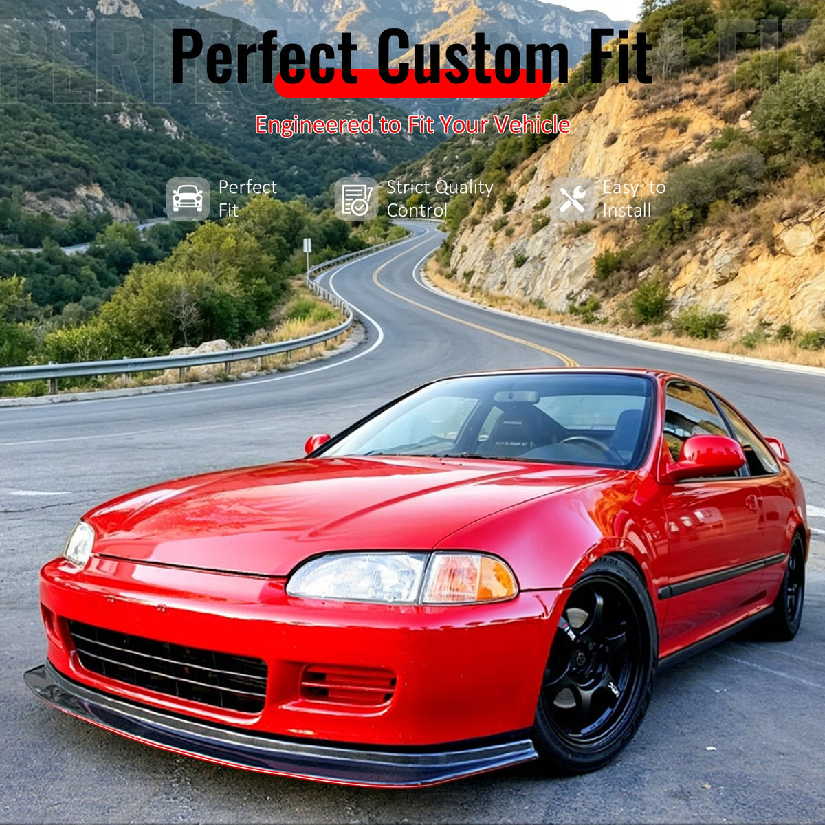 1992-1995 Honda Civic 2-Door DP Style Unpainted Front Bumper Lip PU