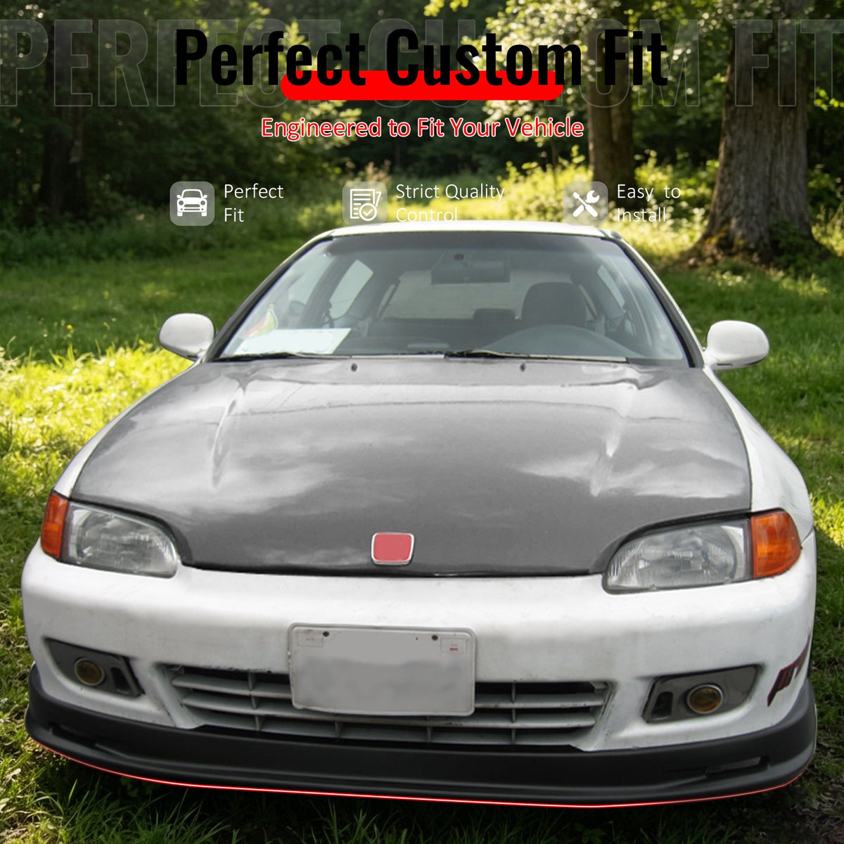 1992-1995 Honda Civic 2-Door Mugen Style Unpainted Front Bumper Lip PU