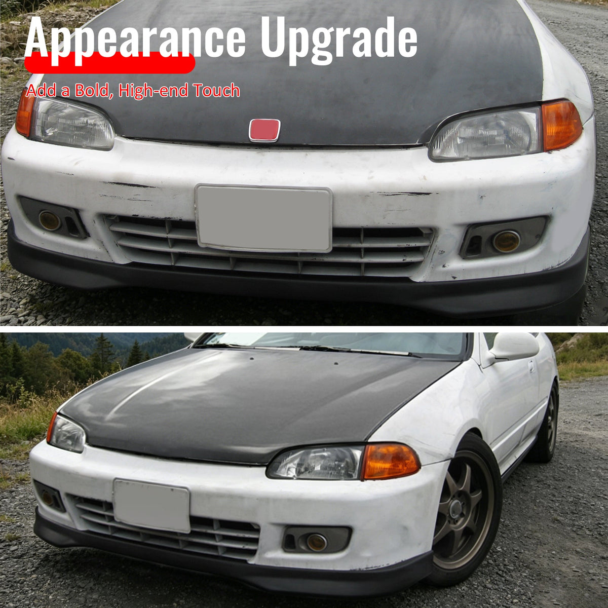 1992-1995 Honda Civic 2Dr Type TR Style Unpainted Front Bumper Lip PU