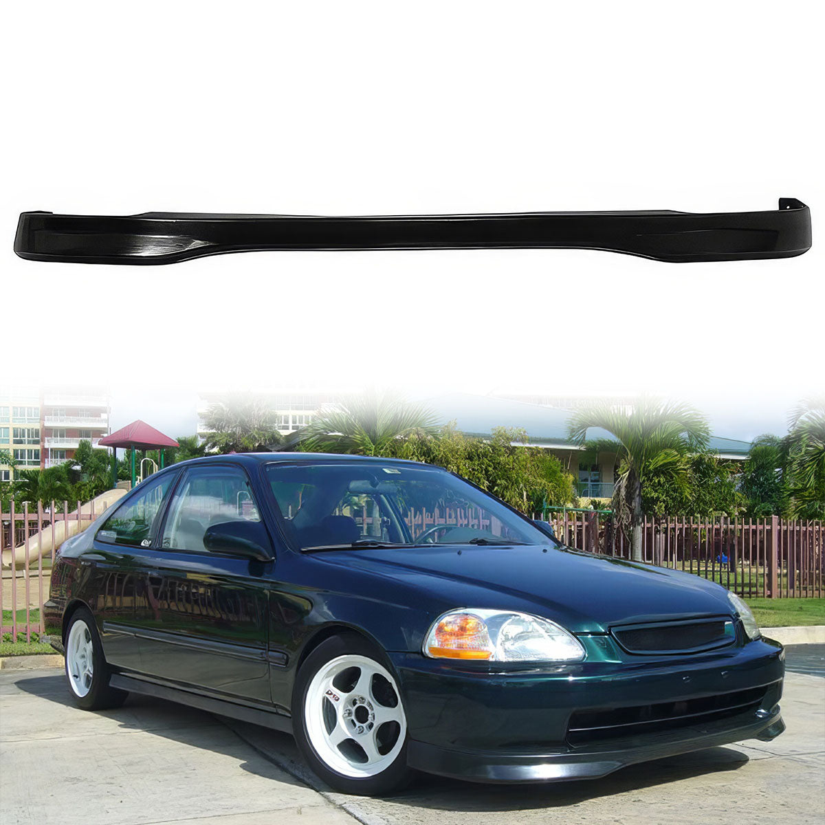 1996-1998 Honda Civic TR Style Unpainted Black Front Bumper Lip Kit PU