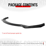 2019-2020 Hyundai Elantra IKON Style Unpainted Black Front Bumper Lip PU 3PCS
