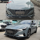 2021-2023 Hyundai Elantra 4DR Sedan Front Bumper Lip Spoiler PP 3PC