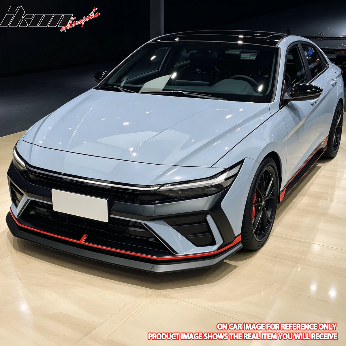 2024-2026 Hyundai Elantra N & N Line IKON Style Gloss Black Front Bumper Lip ABS 3PCS