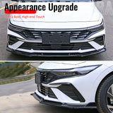 2024-2026 Hyundai Elantra IKON Style Gloss Black Front Bumper Lip PP 3PCS