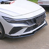 2024-2026 Hyundai Elantra IKON Style Gloss Black Front Bumper Lip PP 3PCS