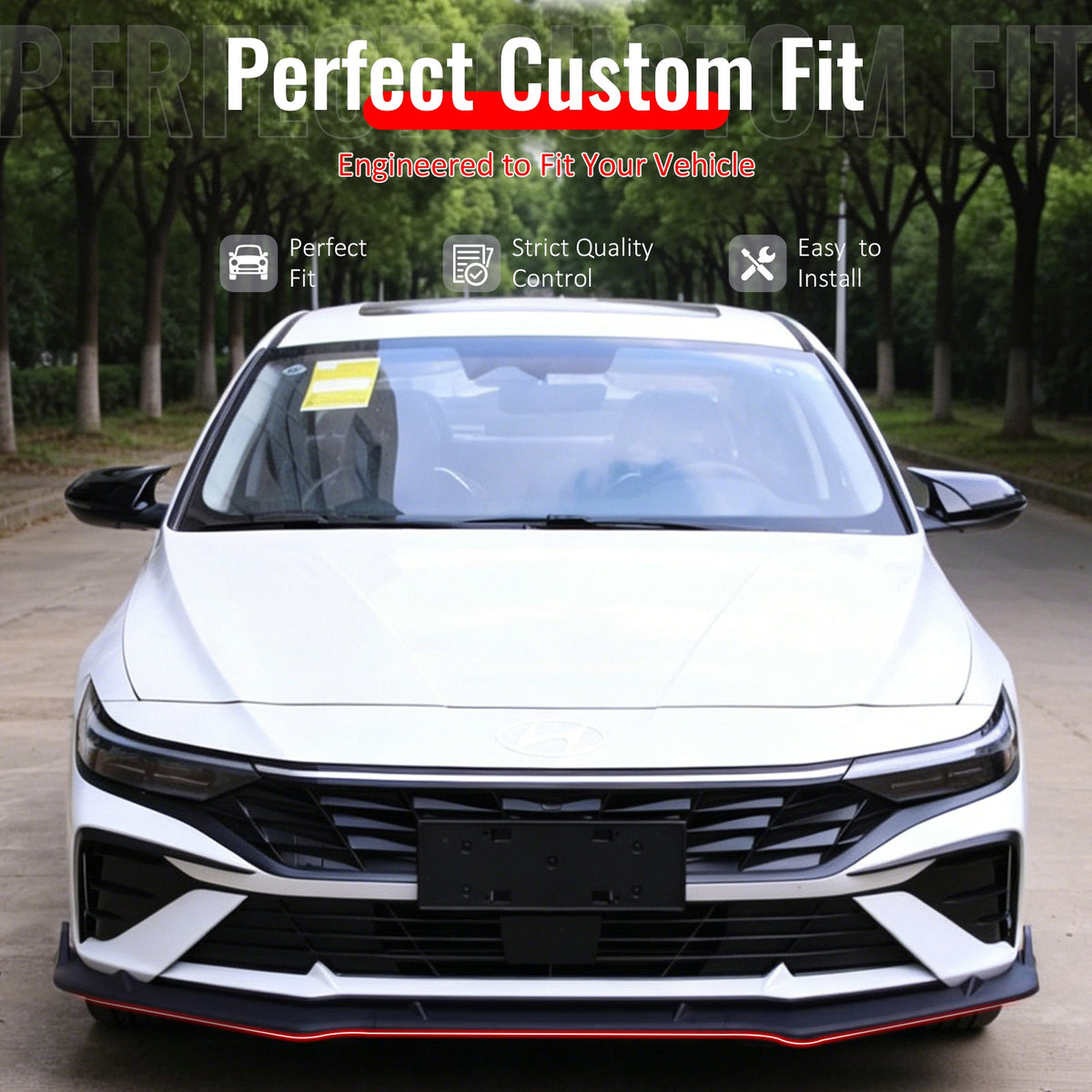 2024-2026 Hyundai Elantra IKON Style Matte Black Front Bumper Lip PP 3PCS