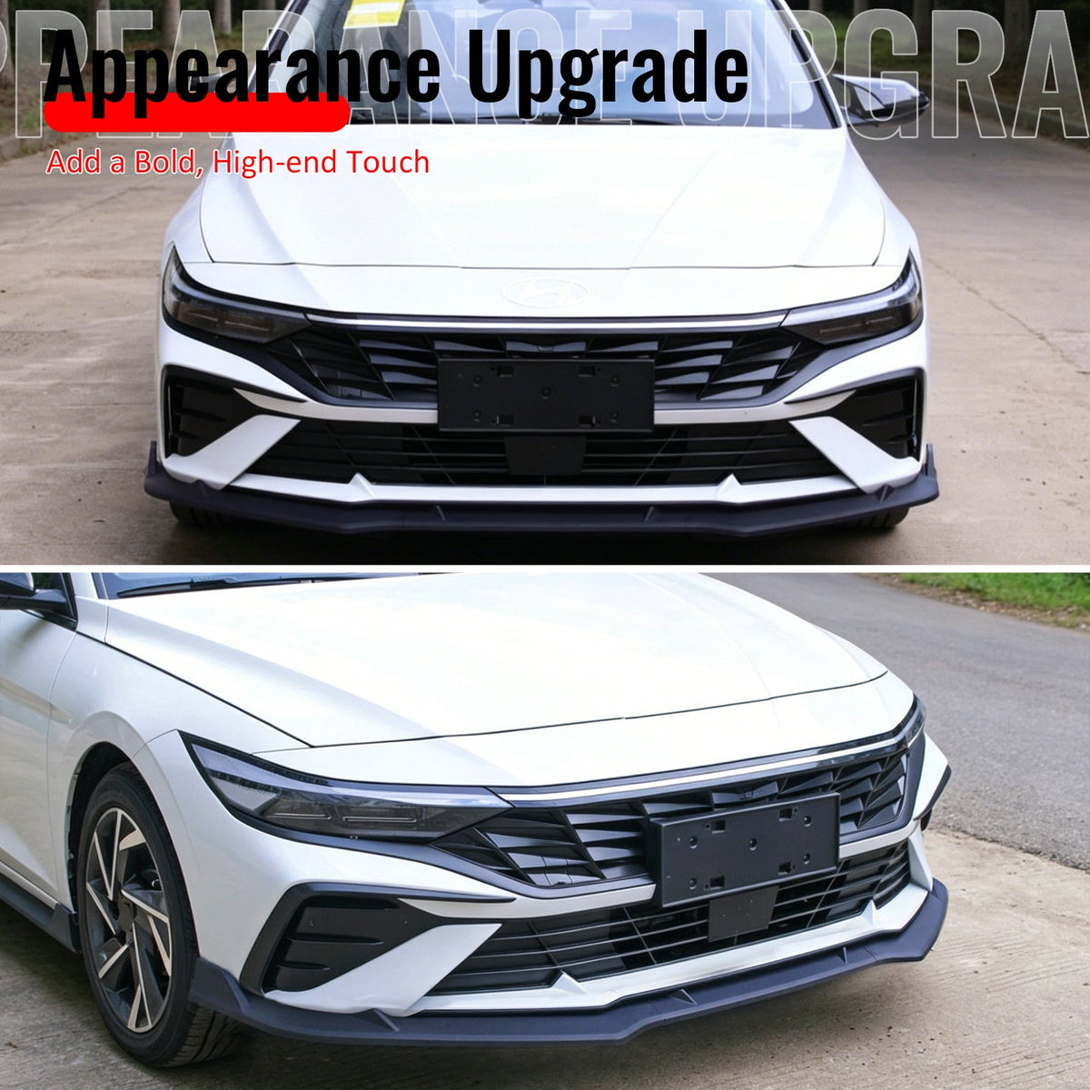 2024-2026 Hyundai Elantra IKON Style Matte Black Front Bumper Lip PP 3PCS