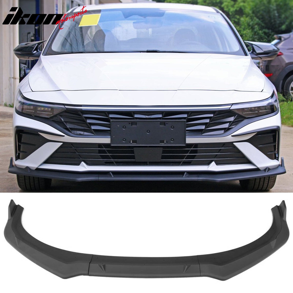 2024-2026 Hyundai Elantra IKON Style Matte Black Front Bumper Lip PP 3PCS