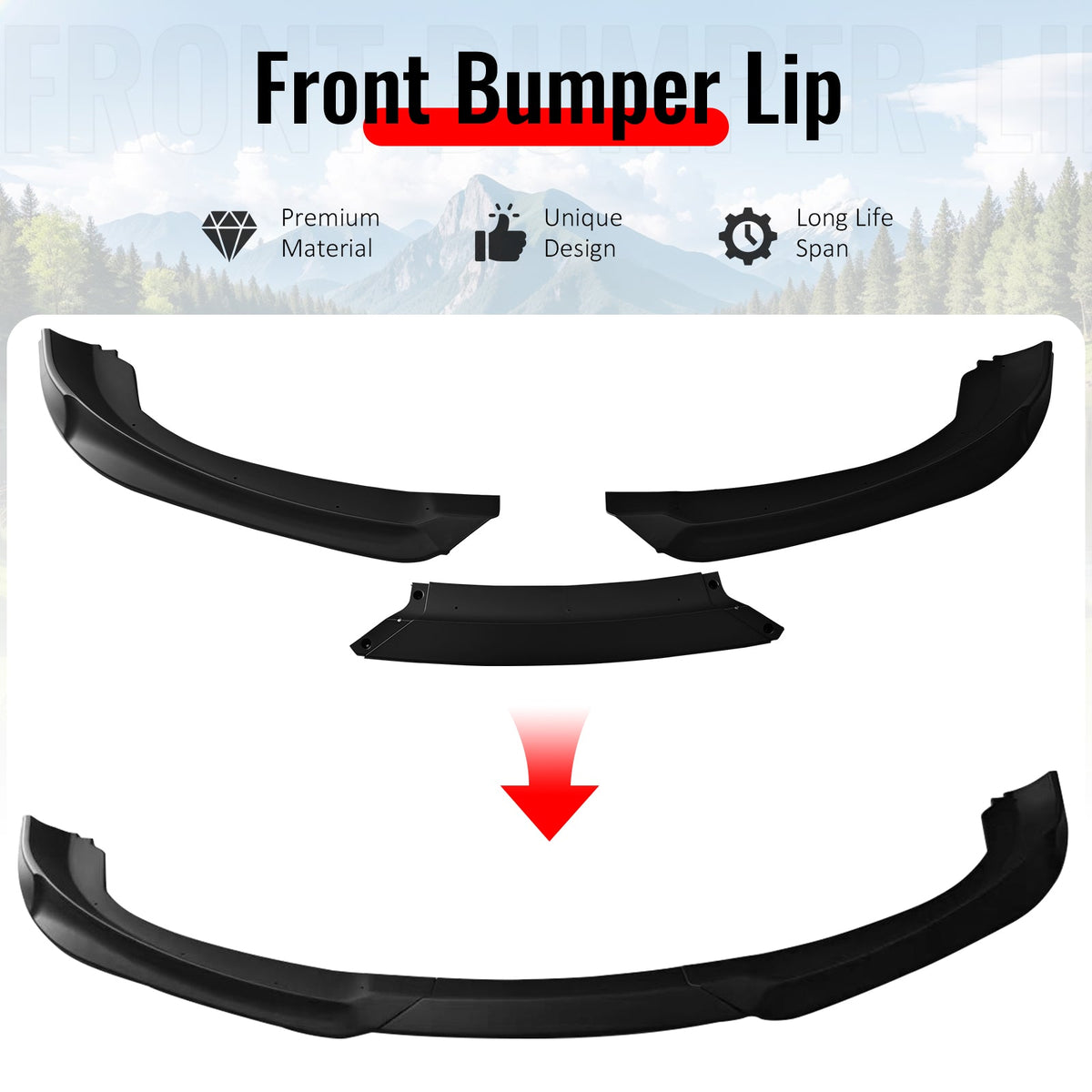 2010-2012 Hyundai Genesis Coupe KS Style Matte Black Front Bumper Lip PP
