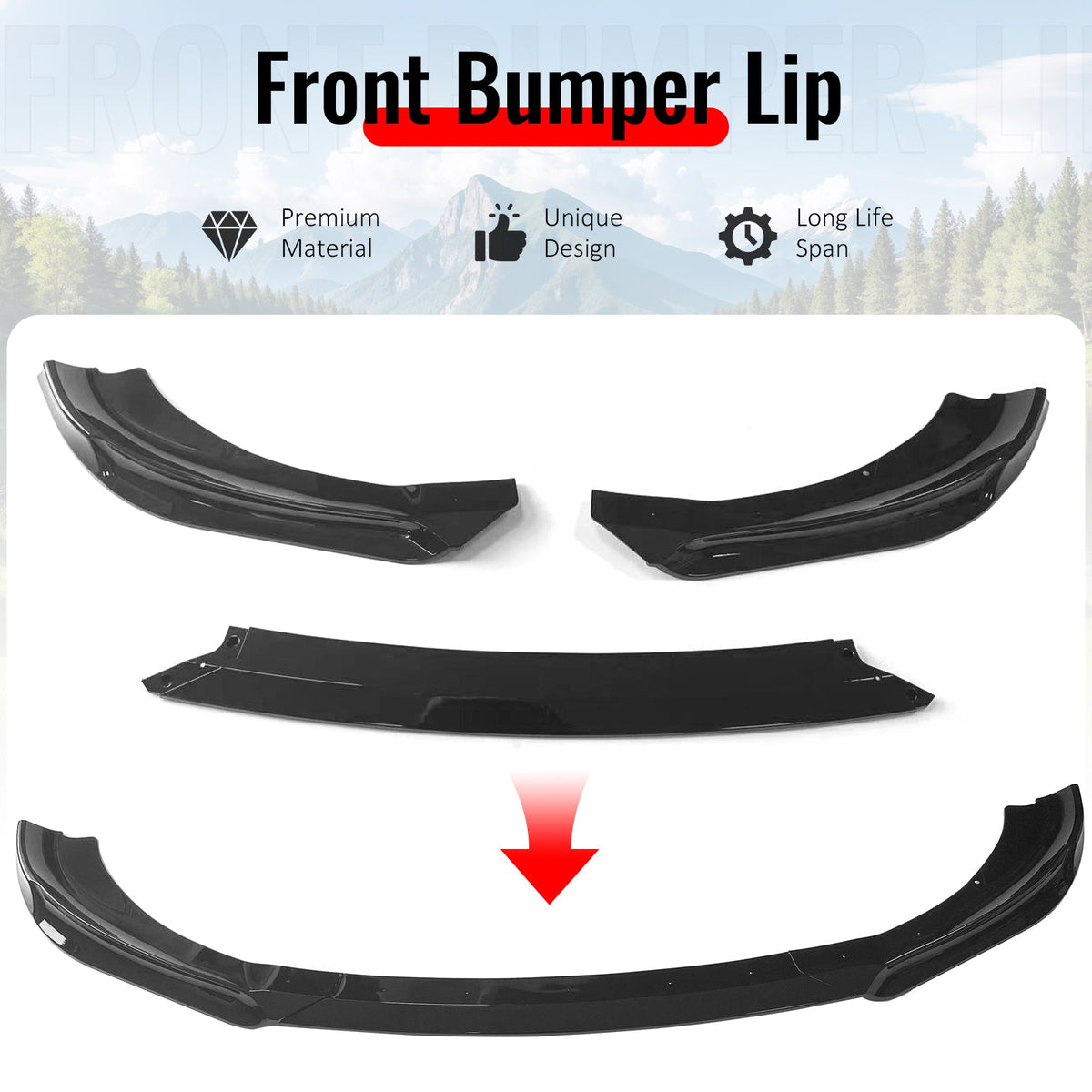 2013-2016 Hyundai Genesis Coupe KS Style Gloss Black Front Bumper Lip PP