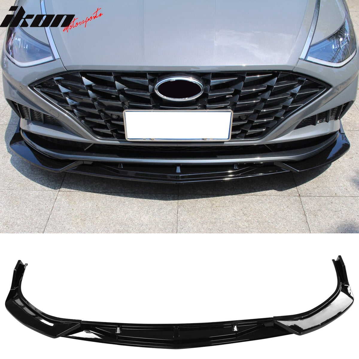 2020-2023 Hyundai Sonata CK Style Gloss Black Front Bumper Lip PP 3PCS