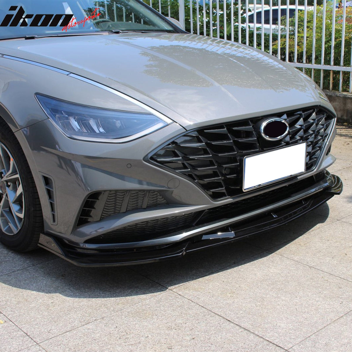 2020-2023 Hyundai Sonata CK Style Gloss Black Front Bumper Lip PP 3PCS