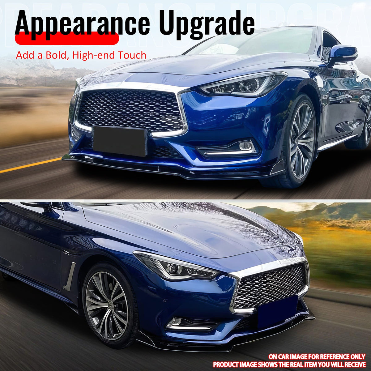 2017-2022 INFINITI Q60 V2 JDM Matte Black Front Bumper Lip Spoiler PP