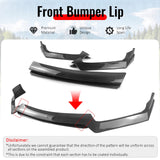 2017-2022 INFINITI Q60 V37 3PCS Front Lower Bumper Lip Air Dam Chin Spoiler Splitter RS JDM Style Painted Carbon Fiber Print PP Polypropylene